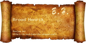 Brood Henrik névjegykártya